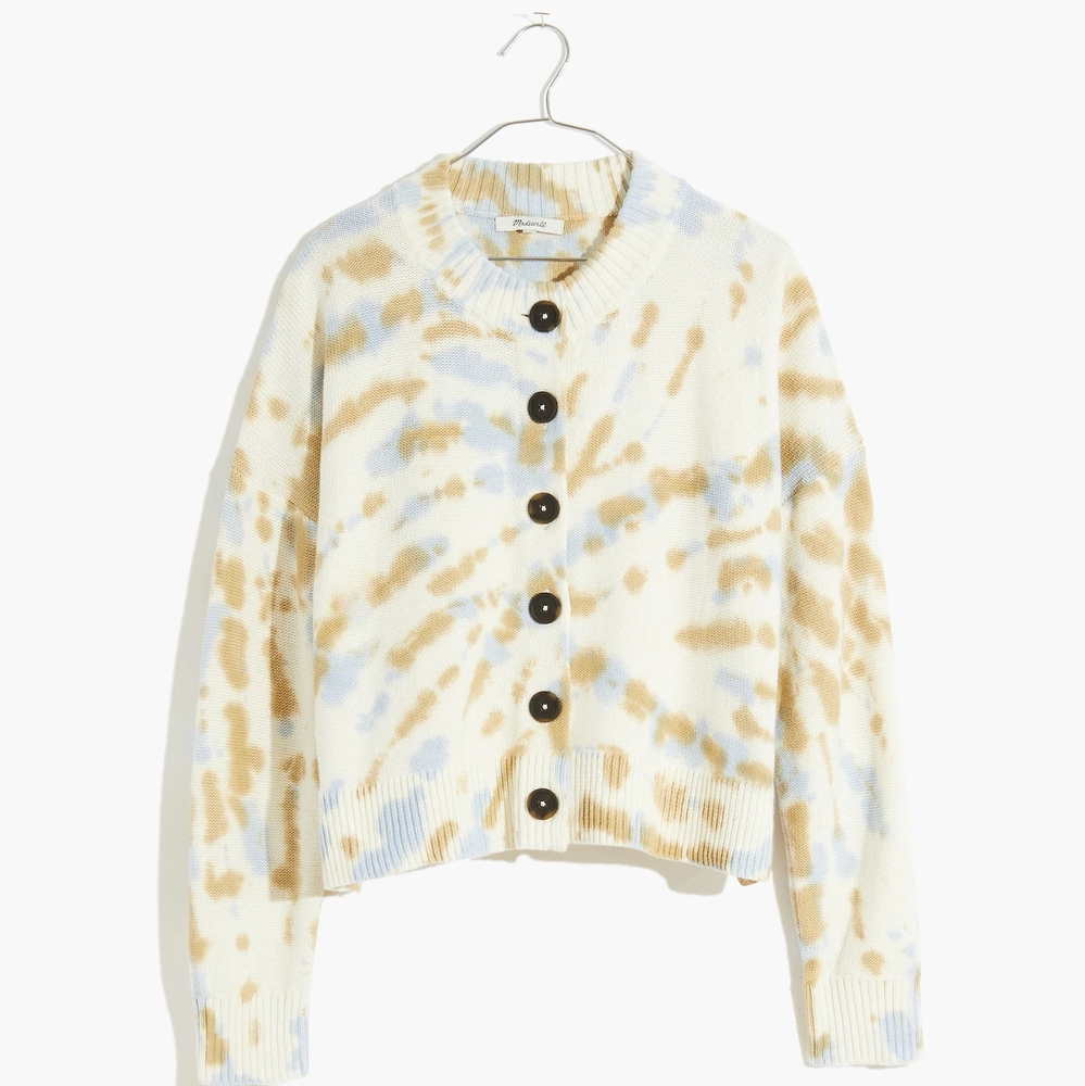New Madewell Broadway Cream and Tan Cardigan Sweater XXS